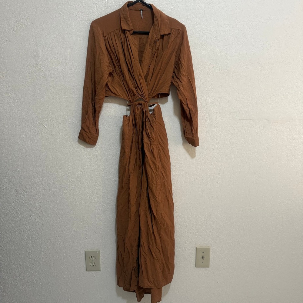Young Fabulous & Broke YFB Terracotta Rust Twist Cut-Out Maxi Dress Small‎